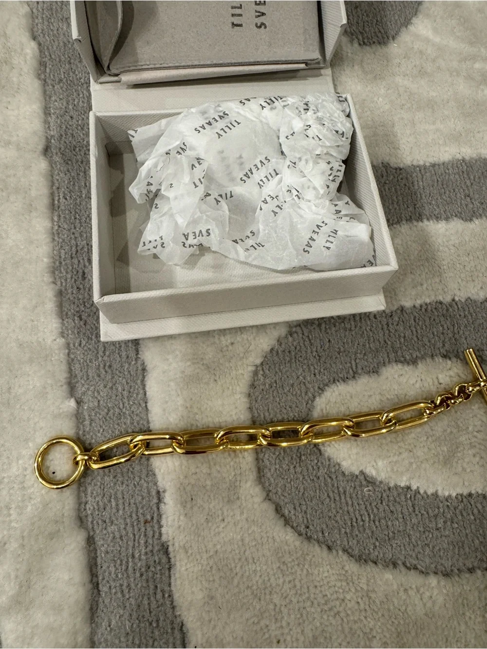 Tilly Sveaas Gold Belcher Bracalet w/ Gold T-Bar